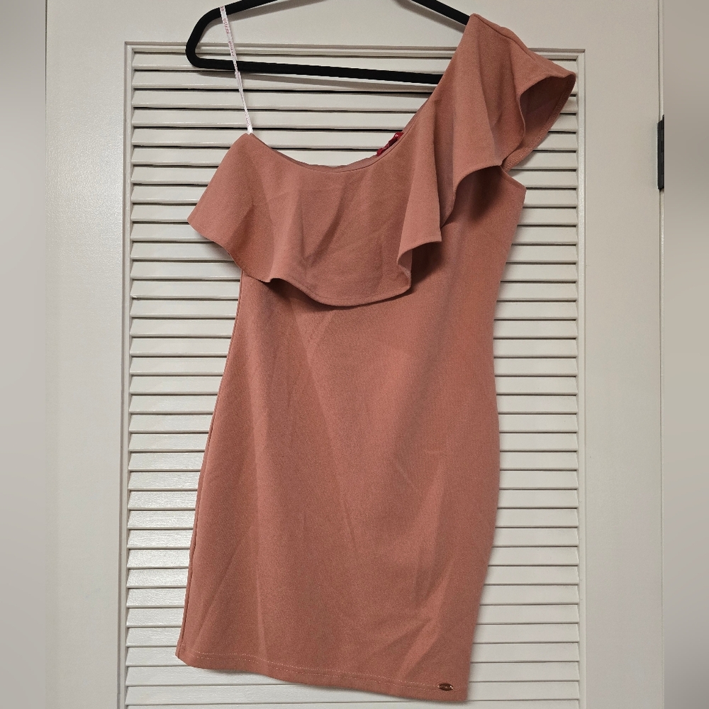 Guess - One-Shoulder Ruffle Bodycon Dress With Lining